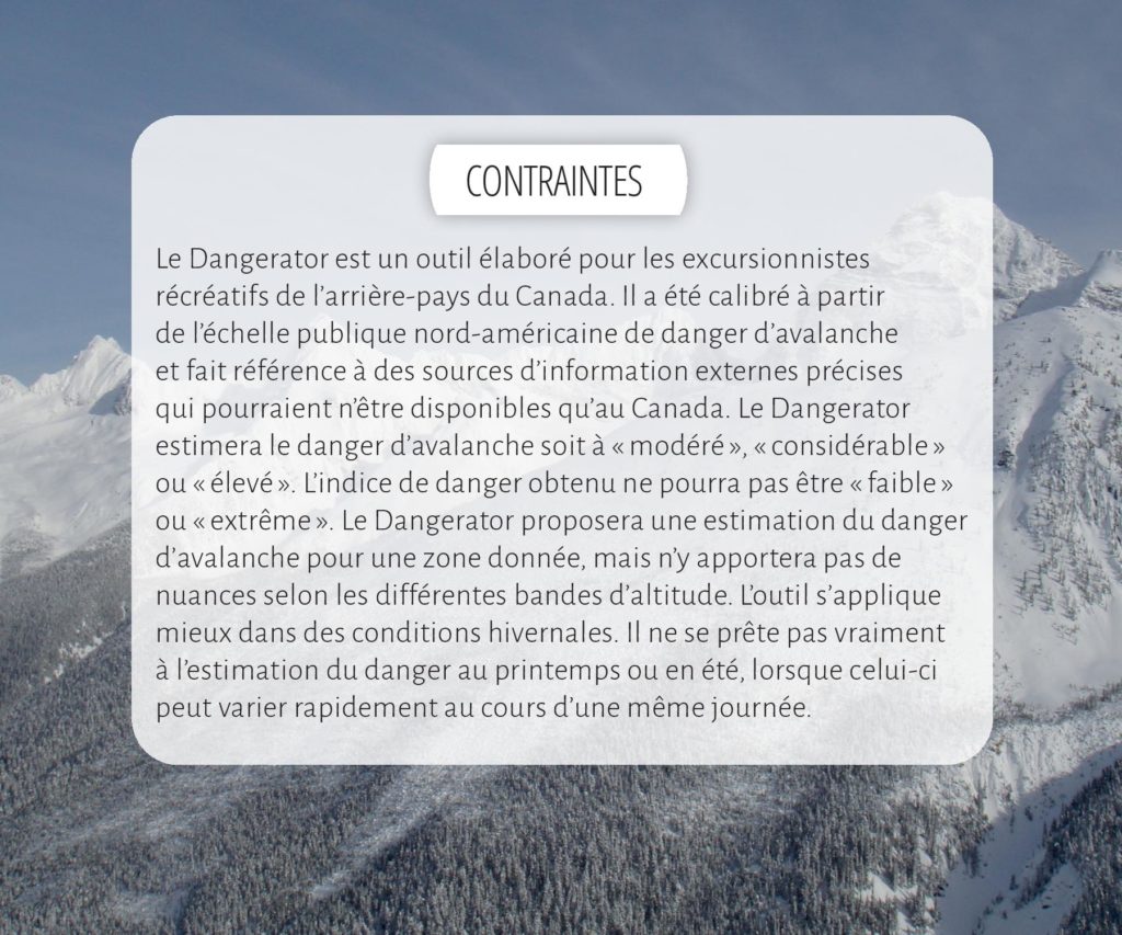 Dangerator contraintes sur fond de montagnes